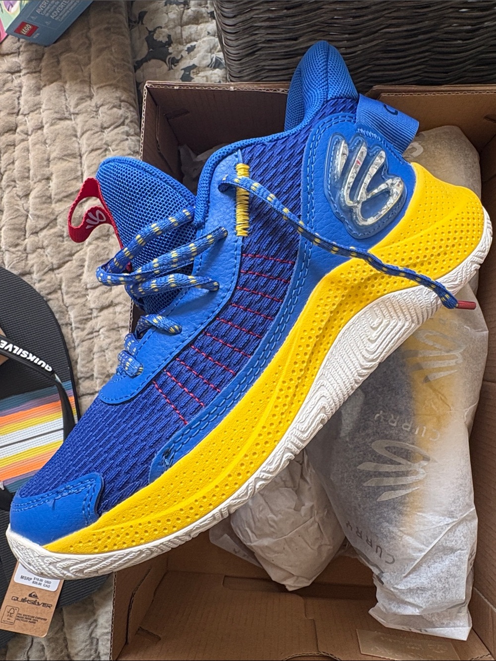 Under Armour Blue and Yellow Kids' Sneakers